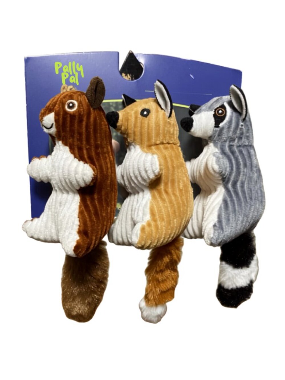 Pally Paws Woodland Dog Toy Plush Squeaker 3 Pack Squirrel Fox Raccoon NWT Small